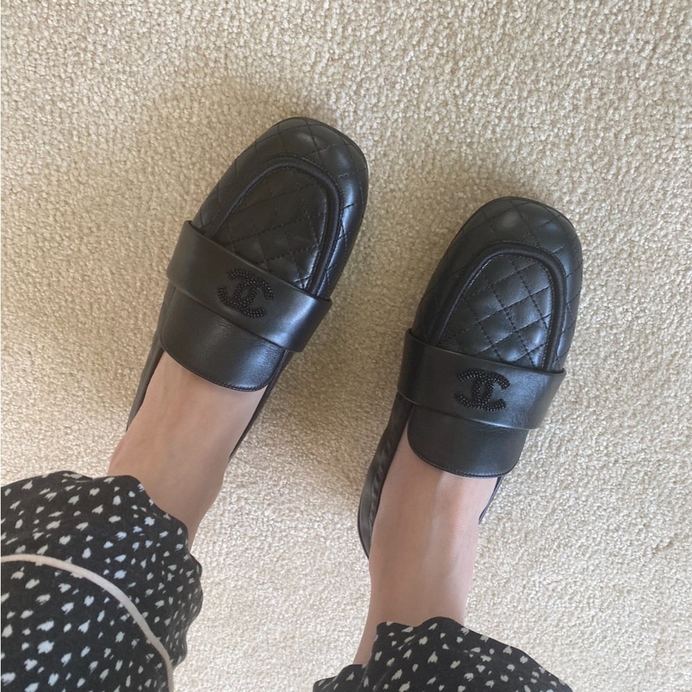 Chanel Black Quilted Loafers